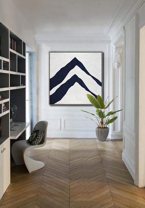 Navy Blue Minimalist Painting #NV309A - Click Image to Close